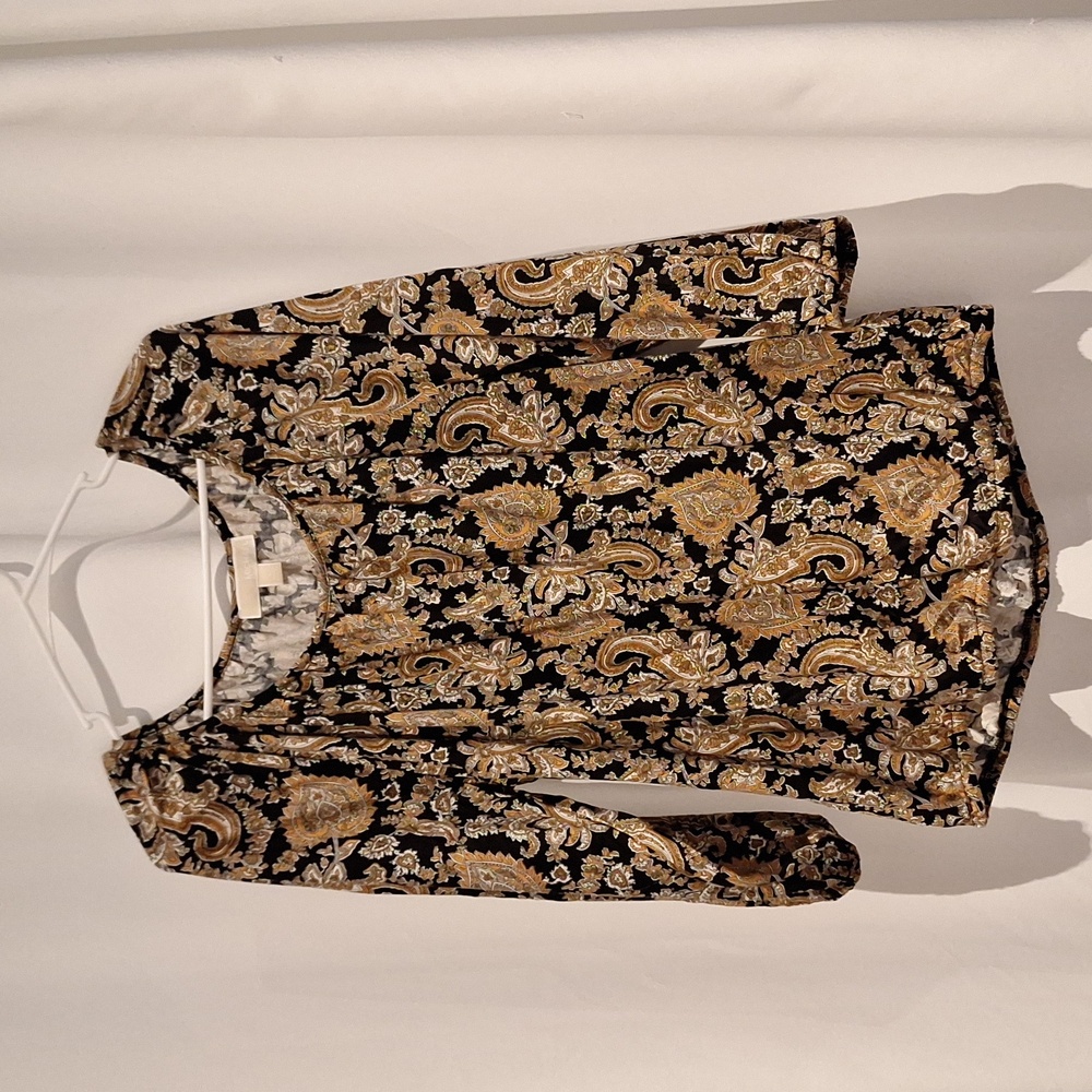 Michael Kors marigold paisley top size large NWT